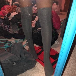 Gray thigh high socks